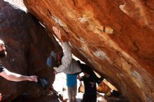 Bouldering in Hueco Tanks on 03/17/2019 with Blue Lizard Climbing and Yoga

Filename: SRM_20190317_1259160.jpg
Aperture: f/5.6
Shutter Speed: 1/320
Body: Canon EOS-1D Mark II
Lens: Canon EF 16-35mm f/2.8 L