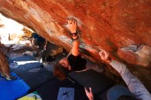 Bouldering in Hueco Tanks on 03/17/2019 with Blue Lizard Climbing and Yoga

Filename: SRM_20190317_1303330.jpg
Aperture: f/5.6
Shutter Speed: 1/160
Body: Canon EOS-1D Mark II
Lens: Canon EF 16-35mm f/2.8 L