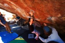 Bouldering in Hueco Tanks on 03/17/2019 with Blue Lizard Climbing and Yoga

Filename: SRM_20190317_1303360.jpg
Aperture: f/5.6
Shutter Speed: 1/160
Body: Canon EOS-1D Mark II
Lens: Canon EF 16-35mm f/2.8 L