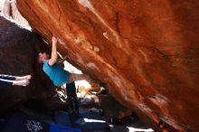 Bouldering in Hueco Tanks on 03/17/2019 with Blue Lizard Climbing and Yoga

Filename: SRM_20190317_1305140.jpg
Aperture: f/5.6
Shutter Speed: 1/320
Body: Canon EOS-1D Mark II
Lens: Canon EF 16-35mm f/2.8 L