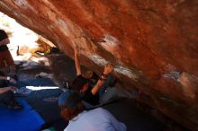 Bouldering in Hueco Tanks on 03/17/2019 with Blue Lizard Climbing and Yoga

Filename: SRM_20190317_1306120.jpg
Aperture: f/5.6
Shutter Speed: 1/250
Body: Canon EOS-1D Mark II
Lens: Canon EF 16-35mm f/2.8 L