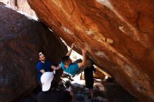 Bouldering in Hueco Tanks on 03/17/2019 with Blue Lizard Climbing and Yoga

Filename: SRM_20190317_1313040.jpg
Aperture: f/5.6
Shutter Speed: 1/320
Body: Canon EOS-1D Mark II
Lens: Canon EF 16-35mm f/2.8 L