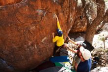 Bouldering in Hueco Tanks on 03/17/2019 with Blue Lizard Climbing and Yoga

Filename: SRM_20190317_1425030.jpg
Aperture: f/5.6
Shutter Speed: 1/250
Body: Canon EOS-1D Mark II
Lens: Canon EF 16-35mm f/2.8 L