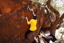 Bouldering in Hueco Tanks on 03/17/2019 with Blue Lizard Climbing and Yoga

Filename: SRM_20190317_1425200.jpg
Aperture: f/5.6
Shutter Speed: 1/320
Body: Canon EOS-1D Mark II
Lens: Canon EF 16-35mm f/2.8 L