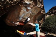Bouldering in Hueco Tanks on 03/17/2019 with Blue Lizard Climbing and Yoga

Filename: SRM_20190317_1456260.jpg
Aperture: f/6.3
Shutter Speed: 1/250
Body: Canon EOS-1D Mark II
Lens: Canon EF 16-35mm f/2.8 L