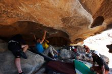 Bouldering in Hueco Tanks on 03/17/2019 with Blue Lizard Climbing and Yoga

Filename: SRM_20190317_1539051.jpg
Aperture: f/5.6
Shutter Speed: 1/250
Body: Canon EOS-1D Mark II
Lens: Canon EF 16-35mm f/2.8 L