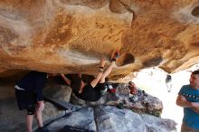 Bouldering in Hueco Tanks on 03/17/2019 with Blue Lizard Climbing and Yoga

Filename: SRM_20190317_1544150.jpg
Aperture: f/5.6
Shutter Speed: 1/250
Body: Canon EOS-1D Mark II
Lens: Canon EF 16-35mm f/2.8 L
