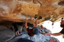 Bouldering in Hueco Tanks on 03/17/2019 with Blue Lizard Climbing and Yoga

Filename: SRM_20190317_1546150.jpg
Aperture: f/5.6
Shutter Speed: 1/250
Body: Canon EOS-1D Mark II
Lens: Canon EF 16-35mm f/2.8 L