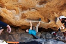 Bouldering in Hueco Tanks on 03/17/2019 with Blue Lizard Climbing and Yoga

Filename: SRM_20190317_1549570.jpg
Aperture: f/5.6
Shutter Speed: 1/250
Body: Canon EOS-1D Mark II
Lens: Canon EF 16-35mm f/2.8 L