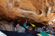 Bouldering in Hueco Tanks on 03/17/2019 with Blue Lizard Climbing and Yoga

Filename: SRM_20190317_1555261.jpg
Aperture: f/5.6
Shutter Speed: 1/250
Body: Canon EOS-1D Mark II
Lens: Canon EF 16-35mm f/2.8 L