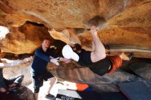 Bouldering in Hueco Tanks on 03/17/2019 with Blue Lizard Climbing and Yoga

Filename: SRM_20190317_1604210.jpg
Aperture: f/5.6
Shutter Speed: 1/250
Body: Canon EOS-1D Mark II
Lens: Canon EF 16-35mm f/2.8 L