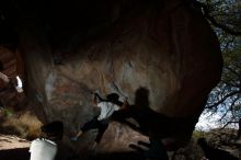 Bouldering in Hueco Tanks on 03/20/2019 with Blue Lizard Climbing and Yoga

Filename: SRM_20190320_1304150.jpg
Aperture: f/5.6
Shutter Speed: 1/250
Body: Canon EOS-1D Mark II
Lens: Canon EF 16-35mm f/2.8 L