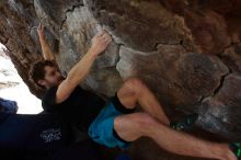 Bouldering in Hueco Tanks on 03/29/2019 with Blue Lizard Climbing and Yoga

Filename: SRM_20190329_1040130.jpg
Aperture: f/5.6
Shutter Speed: 1/250
Body: Canon EOS-1D Mark II
Lens: Canon EF 16-35mm f/2.8 L