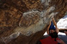 Bouldering in Hueco Tanks on 03/29/2019 with Blue Lizard Climbing and Yoga

Filename: SRM_20190329_1046380.jpg
Aperture: f/5.6
Shutter Speed: 1/250
Body: Canon EOS-1D Mark II
Lens: Canon EF 16-35mm f/2.8 L