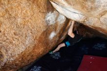 Bouldering in Hueco Tanks on 03/29/2019 with Blue Lizard Climbing and Yoga

Filename: SRM_20190329_1118250.jpg
Aperture: f/5.6
Shutter Speed: 1/200
Body: Canon EOS-1D Mark II
Lens: Canon EF 16-35mm f/2.8 L