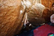 Bouldering in Hueco Tanks on 03/29/2019 with Blue Lizard Climbing and Yoga

Filename: SRM_20190329_1123530.jpg
Aperture: f/5.6
Shutter Speed: 1/200
Body: Canon EOS-1D Mark II
Lens: Canon EF 16-35mm f/2.8 L