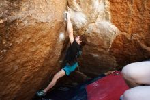 Bouldering in Hueco Tanks on 03/29/2019 with Blue Lizard Climbing and Yoga

Filename: SRM_20190329_1124481.jpg
Aperture: f/5.6
Shutter Speed: 1/200
Body: Canon EOS-1D Mark II
Lens: Canon EF 16-35mm f/2.8 L