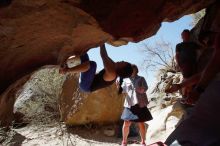 Bouldering in Hueco Tanks on 03/29/2019 with Blue Lizard Climbing and Yoga

Filename: SRM_20190329_1210411.jpg
Aperture: f/5.6
Shutter Speed: 1/500
Body: Canon EOS-1D Mark II
Lens: Canon EF 16-35mm f/2.8 L