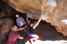 Bouldering in Hueco Tanks on 03/29/2019 with Blue Lizard Climbing and Yoga

Filename: SRM_20190329_1220351.jpg
Aperture: f/5.6
Shutter Speed: 1/250
Body: Canon EOS-1D Mark II
Lens: Canon EF 16-35mm f/2.8 L