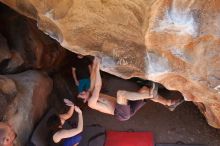 Bouldering in Hueco Tanks on 03/29/2019 with Blue Lizard Climbing and Yoga

Filename: SRM_20190329_1235040.jpg
Aperture: f/5.6
Shutter Speed: 1/320
Body: Canon EOS-1D Mark II
Lens: Canon EF 16-35mm f/2.8 L