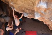 Bouldering in Hueco Tanks on 03/29/2019 with Blue Lizard Climbing and Yoga

Filename: SRM_20190329_1235061.jpg
Aperture: f/5.6
Shutter Speed: 1/320
Body: Canon EOS-1D Mark II
Lens: Canon EF 16-35mm f/2.8 L