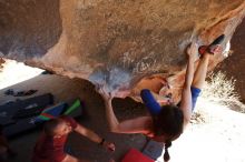 Bouldering in Hueco Tanks on 03/29/2019 with Blue Lizard Climbing and Yoga

Filename: SRM_20190329_1241280.jpg
Aperture: f/5.6
Shutter Speed: 1/320
Body: Canon EOS-1D Mark II
Lens: Canon EF 16-35mm f/2.8 L