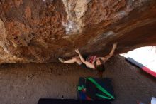 Bouldering in Hueco Tanks on 03/29/2019 with Blue Lizard Climbing and Yoga

Filename: SRM_20190329_1244570.jpg
Aperture: f/5.6
Shutter Speed: 1/320
Body: Canon EOS-1D Mark II
Lens: Canon EF 16-35mm f/2.8 L