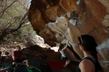 Bouldering in Hueco Tanks on 03/29/2019 with Blue Lizard Climbing and Yoga

Filename: SRM_20190329_1438530.jpg
Aperture: f/5.6
Shutter Speed: 1/250
Body: Canon EOS-1D Mark II
Lens: Canon EF 16-35mm f/2.8 L