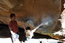 Bouldering in Hueco Tanks on 03/29/2019 with Blue Lizard Climbing and Yoga

Filename: SRM_20190329_1642180.jpg
Aperture: f/5.6
Shutter Speed: 1/250
Body: Canon EOS-1D Mark II
Lens: Canon EF 16-35mm f/2.8 L