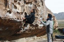 Bouldering in Hueco Tanks on 03/30/2019 with Blue Lizard Climbing and Yoga

Filename: SRM_20190330_0937470.jpg
Aperture: f/4.0
Shutter Speed: 1/800
Body: Canon EOS-1D Mark II
Lens: Canon EF 50mm f/1.8 II