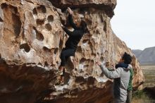 Bouldering in Hueco Tanks on 03/30/2019 with Blue Lizard Climbing and Yoga

Filename: SRM_20190330_0937490.jpg
Aperture: f/4.0
Shutter Speed: 1/800
Body: Canon EOS-1D Mark II
Lens: Canon EF 50mm f/1.8 II