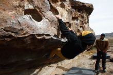 Bouldering in Hueco Tanks on 03/30/2019 with Blue Lizard Climbing and Yoga

Filename: SRM_20190330_0947140.jpg
Aperture: f/5.6
Shutter Speed: 1/400
Body: Canon EOS-1D Mark II
Lens: Canon EF 16-35mm f/2.8 L