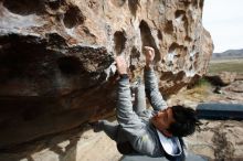 Bouldering in Hueco Tanks on 03/30/2019 with Blue Lizard Climbing and Yoga

Filename: SRM_20190330_0955040.jpg
Aperture: f/5.6
Shutter Speed: 1/320
Body: Canon EOS-1D Mark II
Lens: Canon EF 16-35mm f/2.8 L