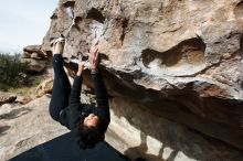 Bouldering in Hueco Tanks on 03/30/2019 with Blue Lizard Climbing and Yoga

Filename: SRM_20190330_1019441.jpg
Aperture: f/5.6
Shutter Speed: 1/500
Body: Canon EOS-1D Mark II
Lens: Canon EF 16-35mm f/2.8 L