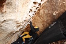 Bouldering in Hueco Tanks on 03/30/2019 with Blue Lizard Climbing and Yoga

Filename: SRM_20190330_1124050.jpg
Aperture: f/5.0
Shutter Speed: 1/200
Body: Canon EOS-1D Mark II
Lens: Canon EF 16-35mm f/2.8 L