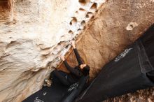 Bouldering in Hueco Tanks on 03/30/2019 with Blue Lizard Climbing and Yoga

Filename: SRM_20190330_1129290.jpg
Aperture: f/5.0
Shutter Speed: 1/160
Body: Canon EOS-1D Mark II
Lens: Canon EF 16-35mm f/2.8 L