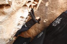 Bouldering in Hueco Tanks on 03/30/2019 with Blue Lizard Climbing and Yoga

Filename: SRM_20190330_1129480.jpg
Aperture: f/5.0
Shutter Speed: 1/200
Body: Canon EOS-1D Mark II
Lens: Canon EF 16-35mm f/2.8 L