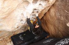 Bouldering in Hueco Tanks on 03/30/2019 with Blue Lizard Climbing and Yoga

Filename: SRM_20190330_1135190.jpg
Aperture: f/5.6
Shutter Speed: 1/250
Body: Canon EOS-1D Mark II
Lens: Canon EF 16-35mm f/2.8 L