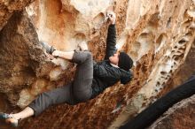 Bouldering in Hueco Tanks on 03/30/2019 with Blue Lizard Climbing and Yoga

Filename: SRM_20190330_1203220.jpg
Aperture: f/4.0
Shutter Speed: 1/500
Body: Canon EOS-1D Mark II
Lens: Canon EF 50mm f/1.8 II