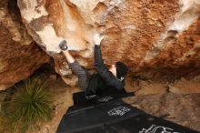 Bouldering in Hueco Tanks on 03/30/2019 with Blue Lizard Climbing and Yoga

Filename: SRM_20190330_1242470.jpg
Aperture: f/5.6
Shutter Speed: 1/400
Body: Canon EOS-1D Mark II
Lens: Canon EF 16-35mm f/2.8 L