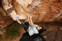 Bouldering in Hueco Tanks on 03/30/2019 with Blue Lizard Climbing and Yoga

Filename: SRM_20190330_1255510.jpg
Aperture: f/5.6
Shutter Speed: 1/500
Body: Canon EOS-1D Mark II
Lens: Canon EF 16-35mm f/2.8 L