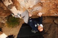 Bouldering in Hueco Tanks on 03/30/2019 with Blue Lizard Climbing and Yoga

Filename: SRM_20190330_1259400.jpg
Aperture: f/5.6
Shutter Speed: 1/400
Body: Canon EOS-1D Mark II
Lens: Canon EF 16-35mm f/2.8 L