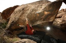 Bouldering in Hueco Tanks on 03/30/2019 with Blue Lizard Climbing and Yoga

Filename: SRM_20190330_1348480.jpg
Aperture: f/5.6
Shutter Speed: 1/250
Body: Canon EOS-1D Mark II
Lens: Canon EF 16-35mm f/2.8 L