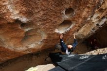 Bouldering in Hueco Tanks on 03/30/2019 with Blue Lizard Climbing and Yoga

Filename: SRM_20190330_1438290.jpg
Aperture: f/5.6
Shutter Speed: 1/250
Body: Canon EOS-1D Mark II
Lens: Canon EF 16-35mm f/2.8 L