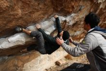 Bouldering in Hueco Tanks on 03/30/2019 with Blue Lizard Climbing and Yoga

Filename: SRM_20190330_1617170.jpg
Aperture: f/5.6
Shutter Speed: 1/250
Body: Canon EOS-1D Mark II
Lens: Canon EF 16-35mm f/2.8 L