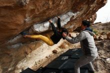 Bouldering in Hueco Tanks on 03/30/2019 with Blue Lizard Climbing and Yoga

Filename: SRM_20190330_1618450.jpg
Aperture: f/5.6
Shutter Speed: 1/320
Body: Canon EOS-1D Mark II
Lens: Canon EF 16-35mm f/2.8 L