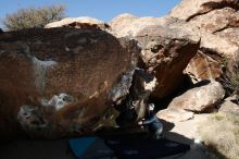 Bouldering in Hueco Tanks on 03/31/2019 with Blue Lizard Climbing and Yoga

Filename: SRM_20190331_1035050.jpg
Aperture: f/6.3
Shutter Speed: 1/250
Body: Canon EOS-1D Mark II
Lens: Canon EF 16-35mm f/2.8 L
