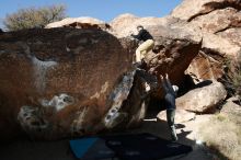 Bouldering in Hueco Tanks on 03/31/2019 with Blue Lizard Climbing and Yoga

Filename: SRM_20190331_1035570.jpg
Aperture: f/6.3
Shutter Speed: 1/250
Body: Canon EOS-1D Mark II
Lens: Canon EF 16-35mm f/2.8 L