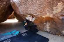 Bouldering in Hueco Tanks on 03/31/2019 with Blue Lizard Climbing and Yoga

Filename: SRM_20190331_1049300.jpg
Aperture: f/5.6
Shutter Speed: 1/250
Body: Canon EOS-1D Mark II
Lens: Canon EF 16-35mm f/2.8 L