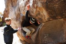 Bouldering in Hueco Tanks on 03/31/2019 with Blue Lizard Climbing and Yoga

Filename: SRM_20190331_1117380.jpg
Aperture: f/5.6
Shutter Speed: 1/250
Body: Canon EOS-1D Mark II
Lens: Canon EF 16-35mm f/2.8 L